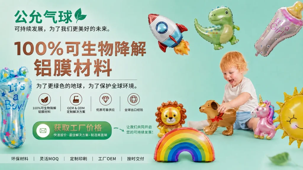 可生物降解铝膜气球定制与广告气球批发源头工厂 - 公允铝箔气球
